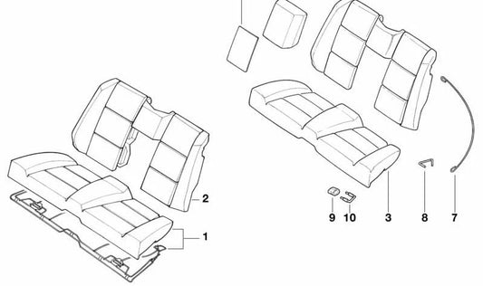 OEM 52208119534 Mola traseira do banco para BMW E36 e E46. Peça original da BMW. Adequado para diferentes configurações do banco traseiro (com ou sem apoio de braço central).