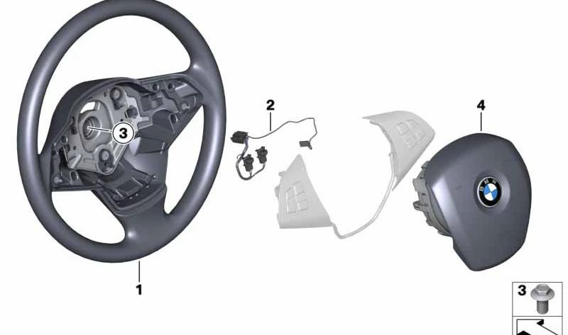 Volant en cuir OEM 32306780542 pour BMW X5 {E70, XDrive30d, 3.0d, 3.0SD, 3.0SI, 4.8i}. Compatible avec les modèles fabriqués entre 2006 et 2013. Remplacement de BMW original.