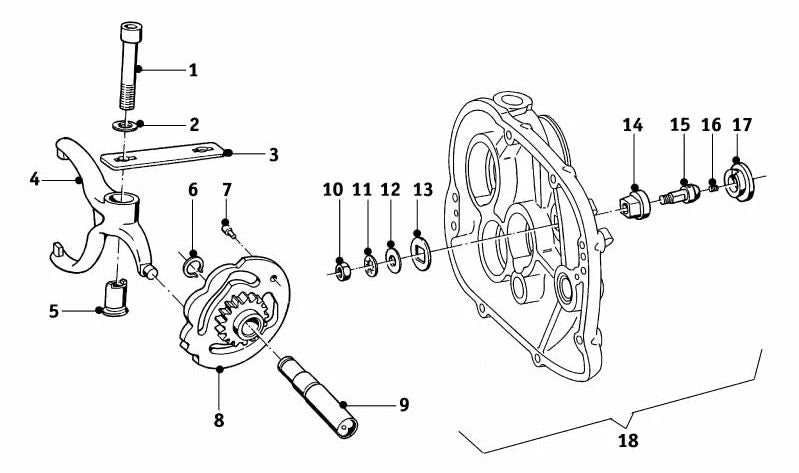 Perno de cambio OEM 23311006158 para BMW R50, R60, R69. Pieza original BMW. Compatible con sistemas de transmisión y selectores de marcha.