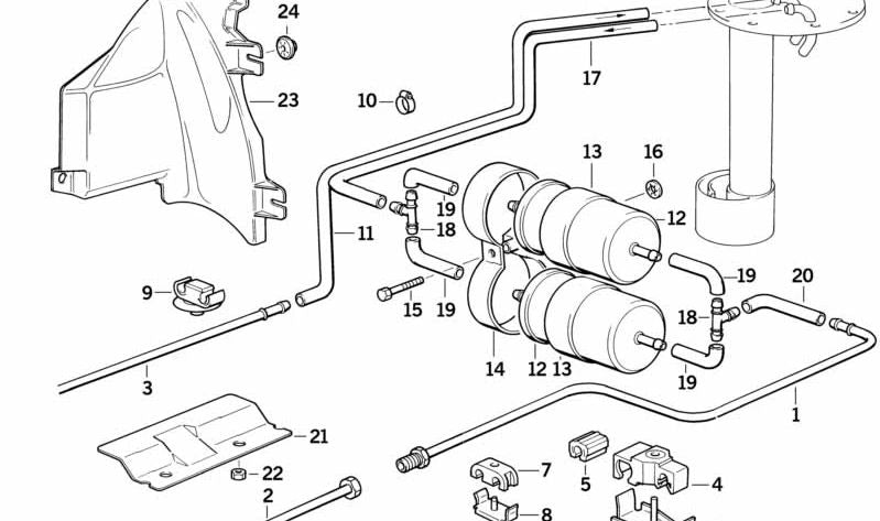 Tubo de alimentación de combustible OEM 16121180335 para BMW E31. Original BMW.