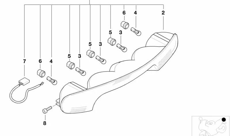 Piloto trasero OEM 63212305380 para BMW Motorrad C1 125, C1 200. Original BMW Motorrad.