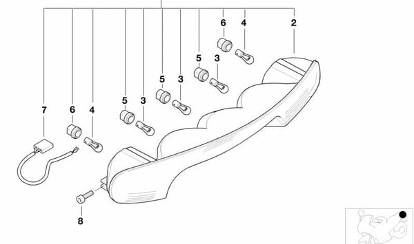 Piloto trasero OEM 63212305380 para BMW Motorrad C1 125, C1 200. Original BMW Motorrad.