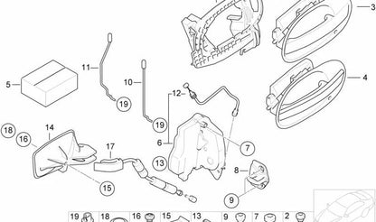 Manilla interior de puerta derecha OEM 51417024304 para BMW E65 y E66. Acabado en plata oscura. Recambio original BMW.