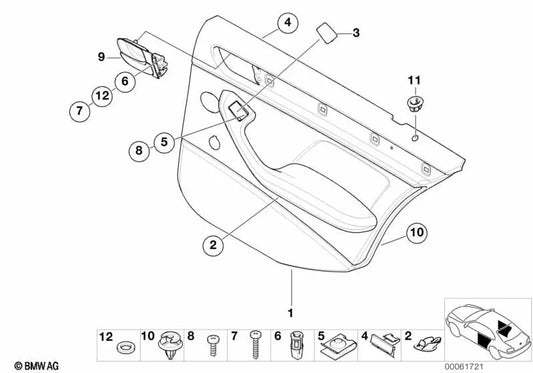 Links hintere Türauskleidung für BMW 3 E46 -Serie (OEM 51428213919). Original BMW.