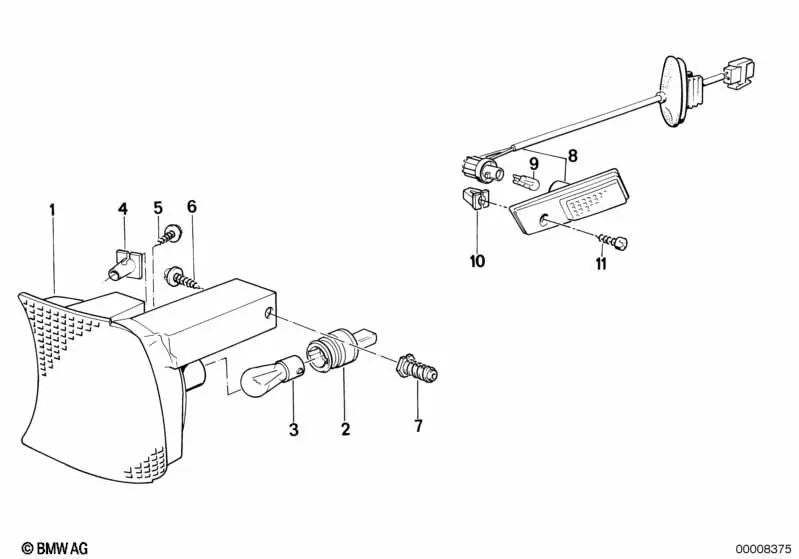 Luz intermitente derecha para BMW E34 (OEM 63131384034). Original BMW