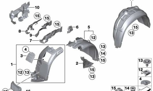 Protecteur diesel avant droit 51717131712 pour BMW E81, E82, E87, E88, E90, E91, E92, E93, E84. BMW d'origine.