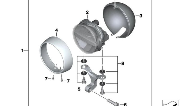 Embellecedor cromado OEM 63179443357 para BMW Motorrad R 18 Classic, R 18 Roctane, R 18 Transcontinental. Original BMW Motorrad.