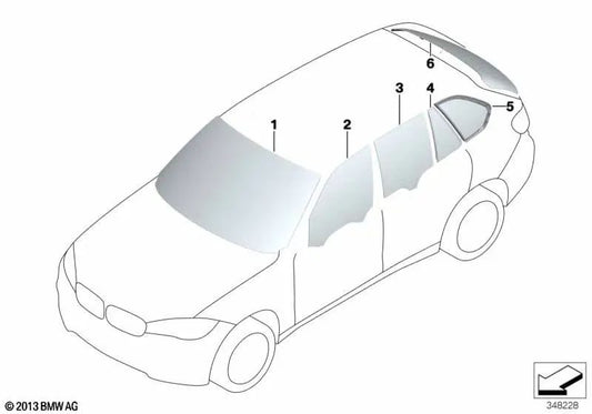 Green rear window for BMW X5 F15, F85 (OEM 51317294775). Genuine BMW.