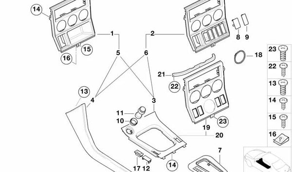 Embellecedor de interruptor madera OEM 51168398797 para BMW E36, Z3. Original BMW