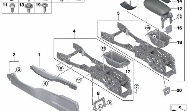Panel ciego para bandeja portaobjetos OEM 51169350639 para MINI Clubman F54, F54 LCI. Original MINI.
