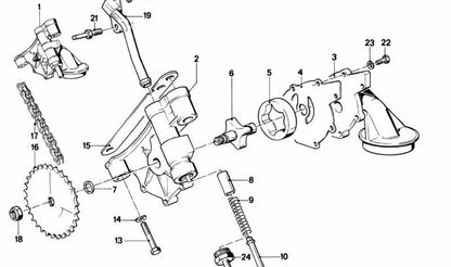 Carter de la bomba de aceite para BMW Serie 3 E21, E30 Serie 5 E12, E28 (OEM 11411267199). Original BMW