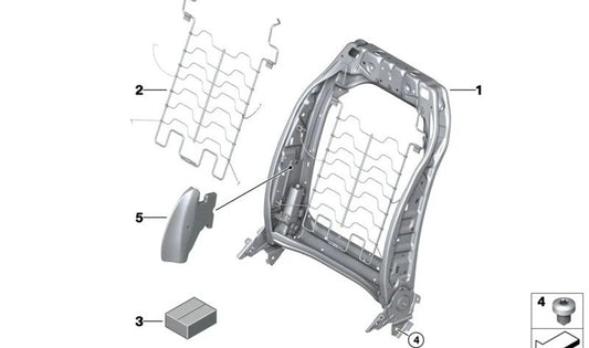 Juego de fijaciones para alfombrilla de muelle OEM 52105A47D40 para BMW G60 520d, 520dX, 520i {modelos: FLB47P, FJB48N, HLB48N}. Original BMW.