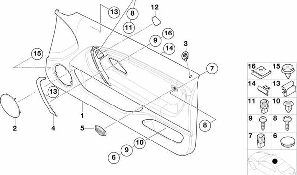 Tapa embellecedora izquierda OEM 51417030269 para BMW E46. Original BMW.