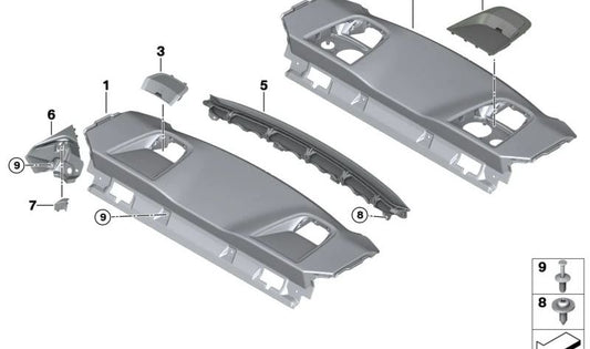 Couvercle de sortie de la courroie gauche pour BMW G42, G87 (OEM 51465A04FD5). BMW d'origine