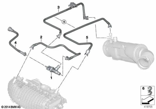 Tank breather line for BMW I12, I12N, I15 (OEM 13908638726). Original BMW.