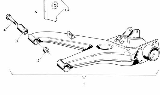 Brazo de suspensión trasero derecho OEM 33321119600 para BMW E21. Original BMW.