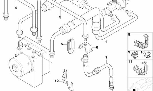 OEM -Bremsrohr 34326754938 für BMW E46. Original BMW.