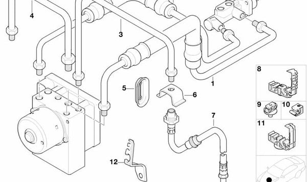 Tubería de freno OEM 34326754938 para BMW E46. Original BMW.