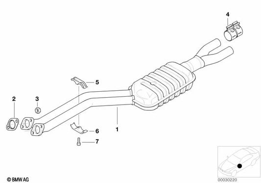 Auspuffrohr für BMW 7 E38 -Serie (OEM 18101437400). Original BMW
