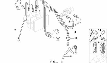 Tubería de freno trasera OEM 34306779174 para MINI R50, R52, R53. Original MINI.