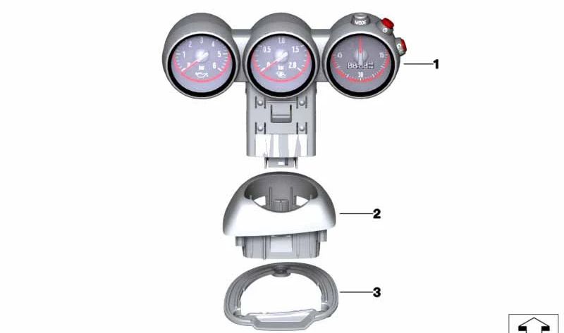 Cuadro de instrumentos Chrono Pack OEM 62106818799 para MINI F55 (Cooper, Cooper S, Cooper D), F56 (Cooper, Cooper S), F57 (Cooper, Cooper S). Original MINI.