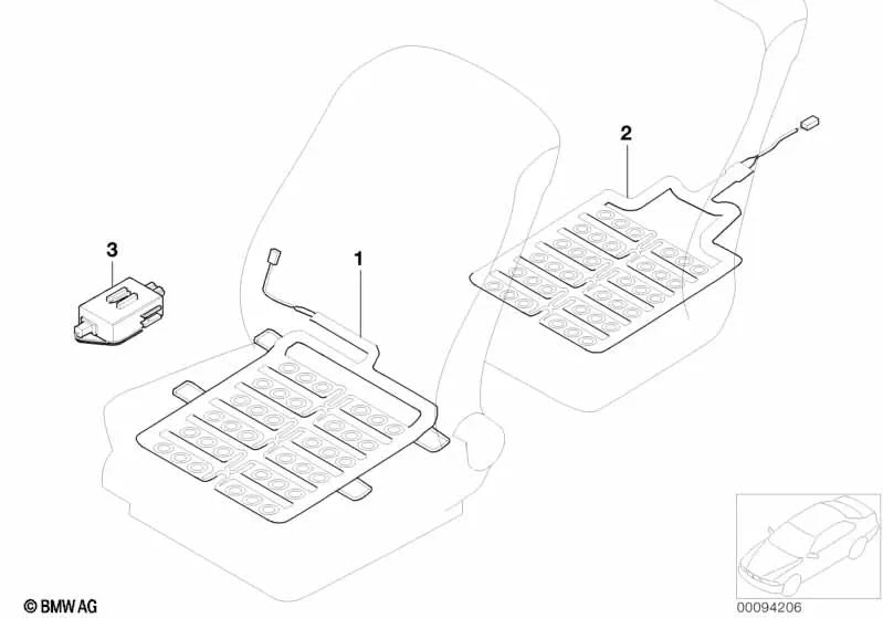 Almohadilla Sensor Asientos Delanteros para BMW E65, E66 (OEM 65776930683). Original BMW.