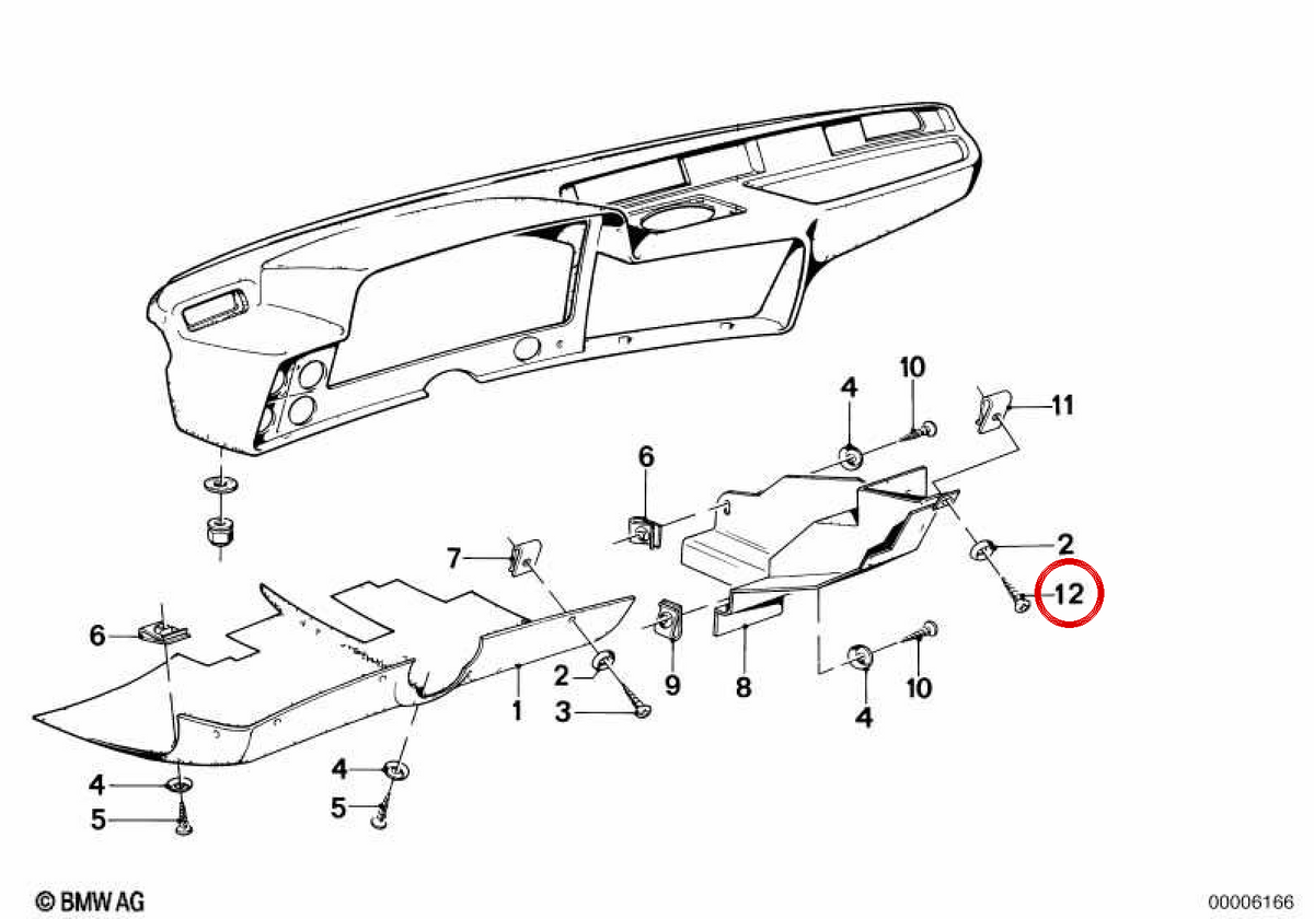 PHAPE SHORT SHORT LONG OEM 07119902421 per BMW E21, E12, E23. BMW originale.