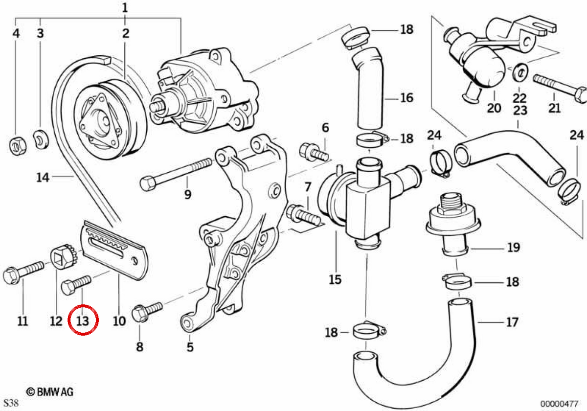 OEM -Sechseckschraube 07119904137 für BMW E36, E46, E34, E39, E60, E61, E63, E64, E32, E38, E31, E53, E71, Z3, E85, E86, E52. Original BMW.