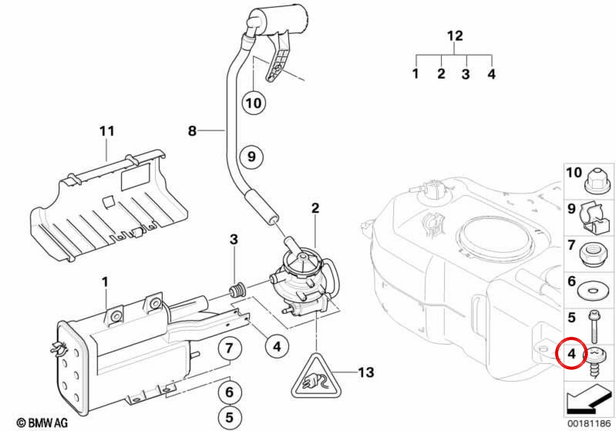OEM 3 VITE SCHEDA 07119904180 per BMW E91, E63, E64, E83, E53, E85, E86 e MINI R50, R52, R53. BMW originale e Mini.