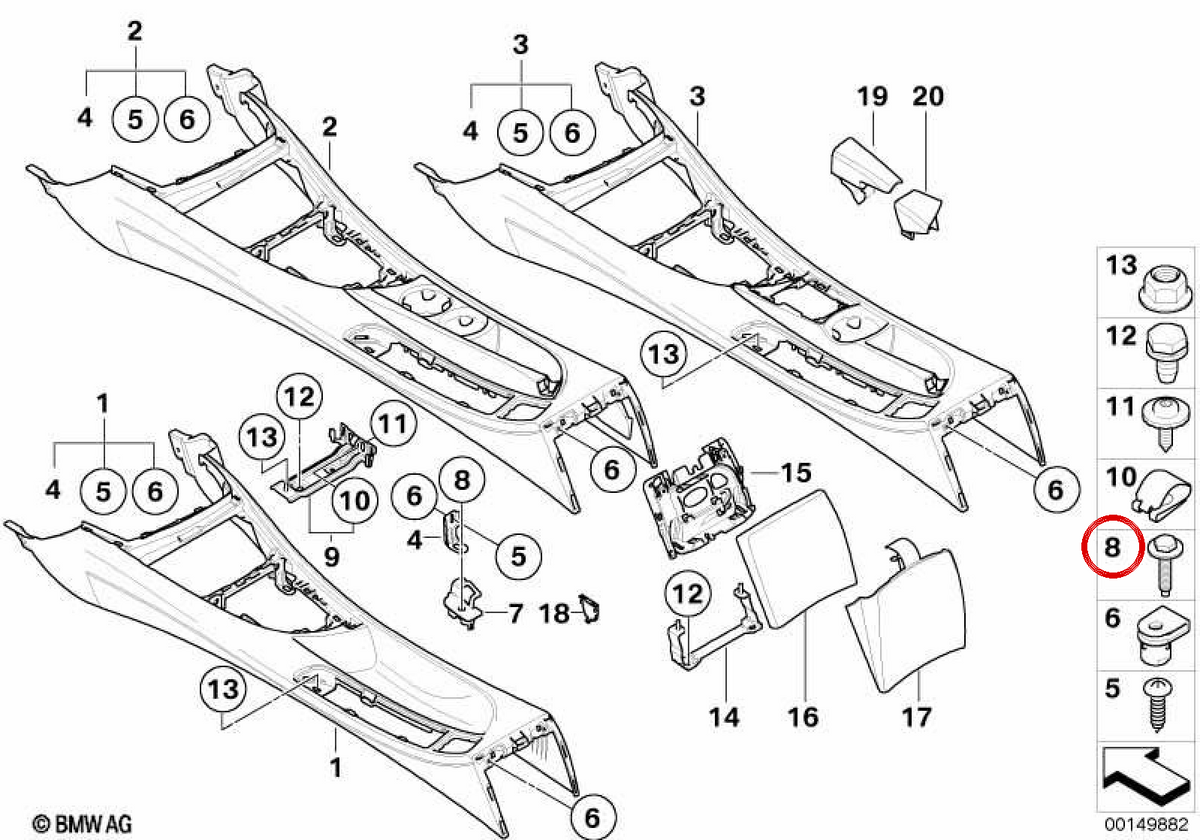 OEM VITE esagonale 07119905136 per BMW E81, E82, E87, E88, E90, E92, E93, E84, E70, E71, E72. BMW originale.