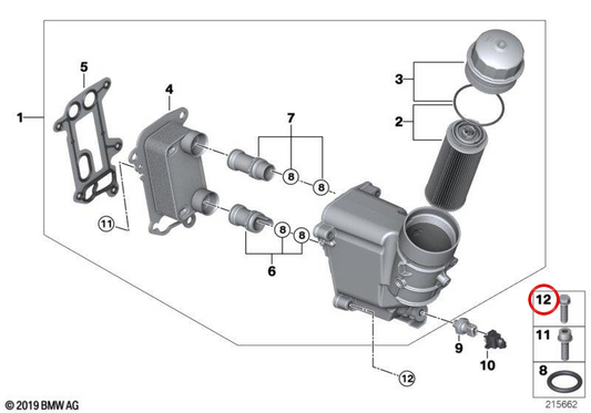Vite esagonale con lavatrice OEM 07119906679 per BMW E81, E82, E87, E88, E90, E91, E92, E93, E60, E61, E84, E83. BMW originale.