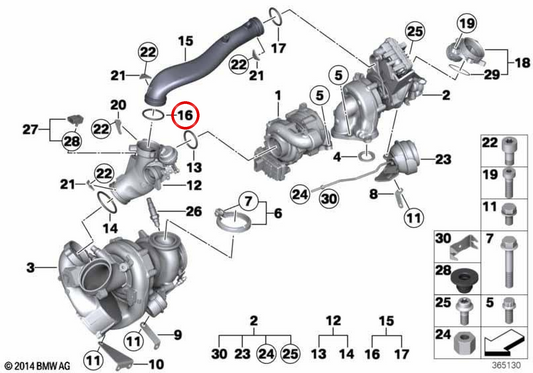 JOING (joint torique) OEM 07119907572 pour BMW F10, F11, G30, G31, F01, F02, G11, G12, E70, F15, G05, E71, F16, G06, G07. BMW d'origine.