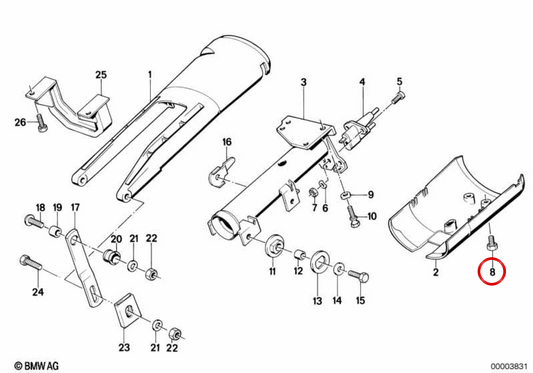 Tornillo de cabeza plana OEM 07119907649 para BMW E28, E24, E23. Original BMW.