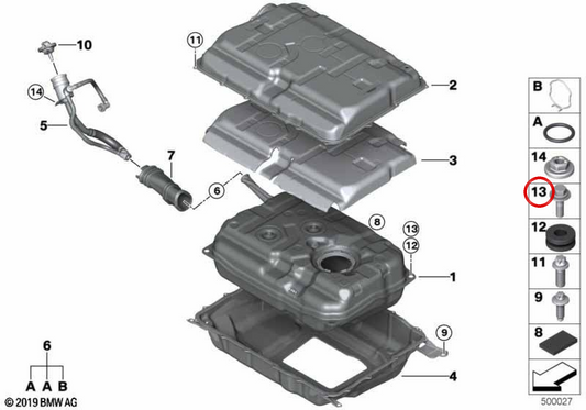 Vis hexagonale avec laveuse OEM 07119907857 pour BMW G20, G21, F90, G30, G31, G38, G60, G61, G68, G32, G11, G12, G70, F91, F92, F93, G14, G15, G16, G01, F97, F97, G45, F98, G05, G09. BMW d'origine.