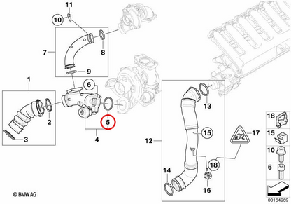 Board joint torique (joint torique) OEM 07119908067 pour BMW E90, E91, E92, E60, E61, E63, E64, E83, E70, E71. Remplacement BMW d'origine.