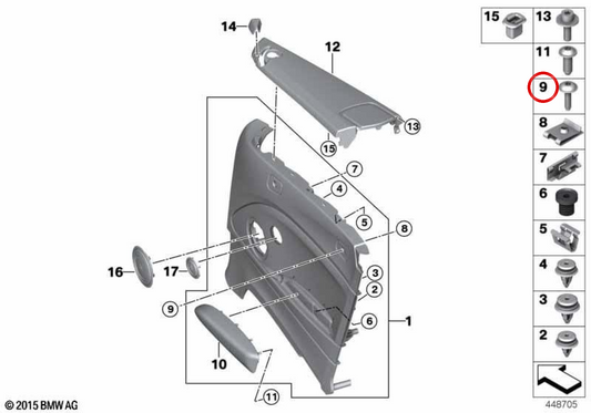 OEM PHAPE VITE 07119908541 per BMW F23, F90, G30, G31, G38, G32, G11, G12, F91, F92, F93, G14, G15, G16, G02, I01, I12, I15. BMW originale.
