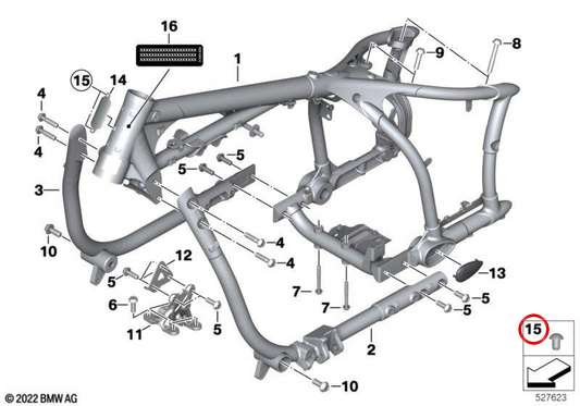 Goupille cannelée OEM 07119908551 pour motos BMW R nineT, R nineT Pure, R nineT Scrambler, R nineT Urban G/S, R 18 et R 18 Classic. Original BMW Motorrad.