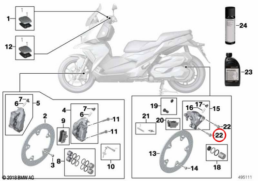 Sechskantschraube M8x30-10.9-MK OEM 07119909473 für BMW C 400 GT K08, C 400 X K09 und mehr. Original BMW Motorrad