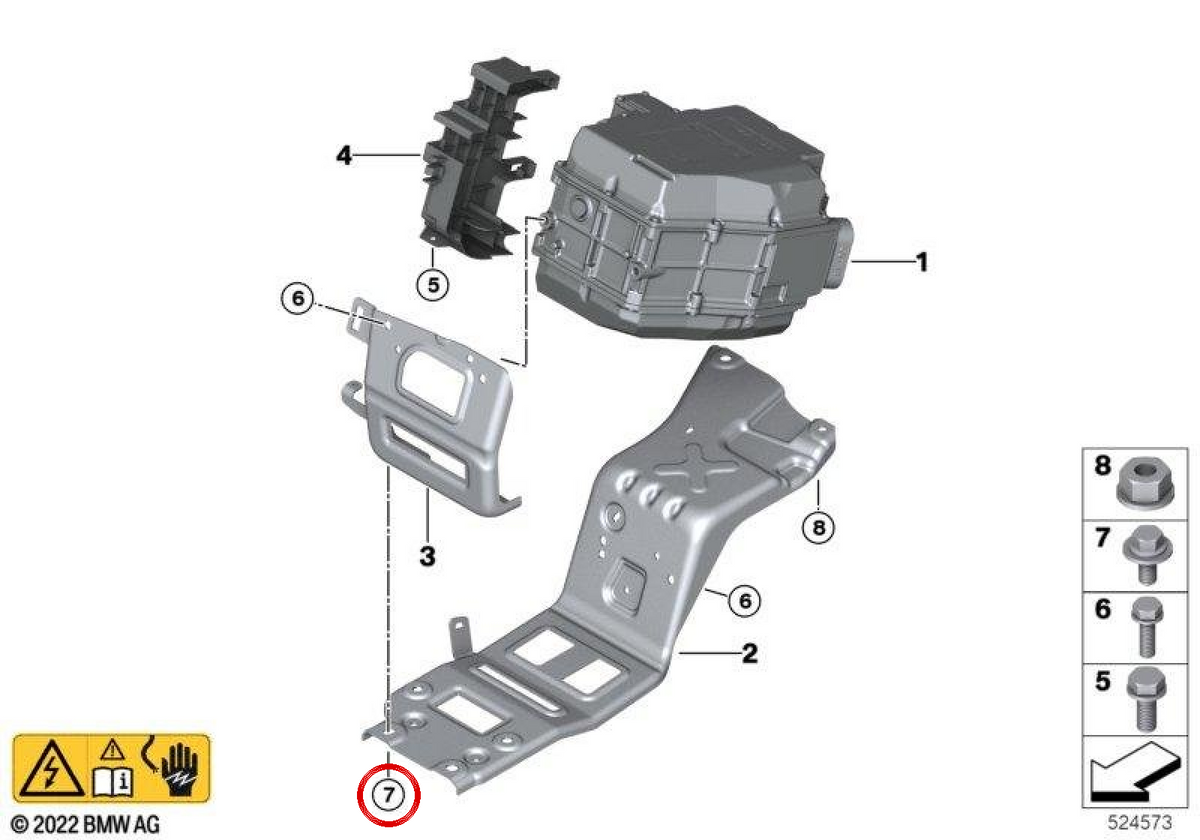 Tornillo hexagonal OEM 07119909856 para BMW U06, U11. Original BMW.