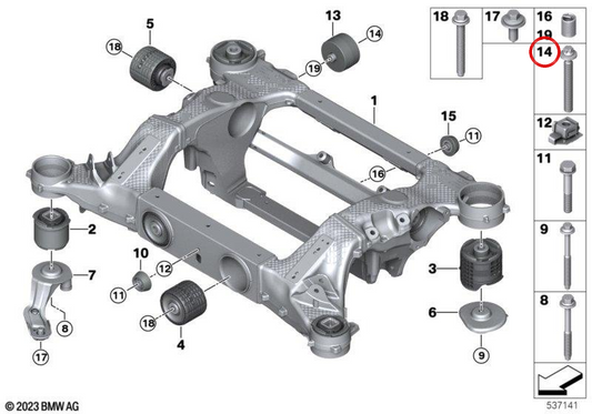 OEM HEXAGONAL SCREW 07119909932 for BMW G60. Original BMW.