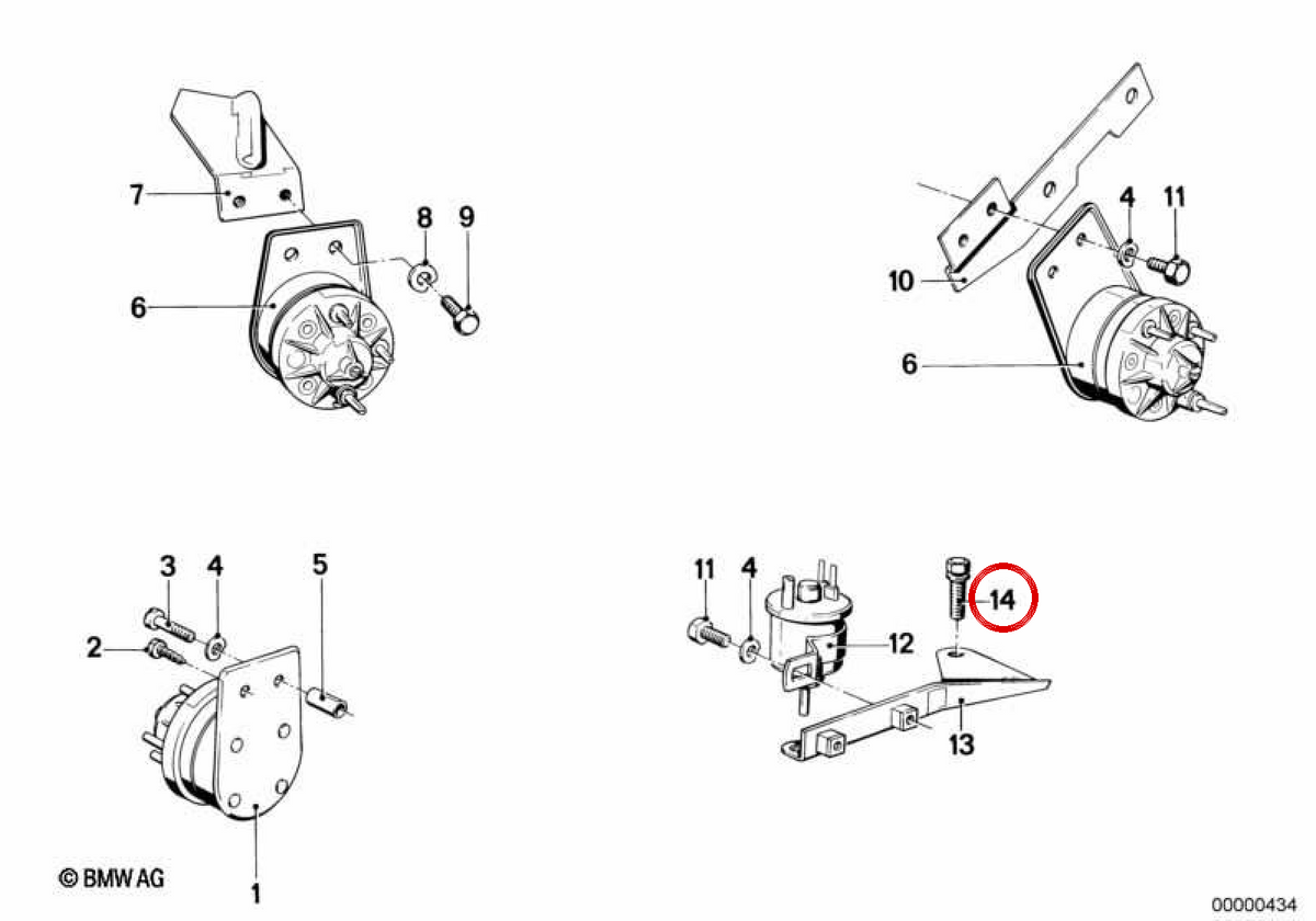 Vite esagonale con lavatrice OEM 07119915063 per BMW E36, E24, E23, E31. BMW originale.