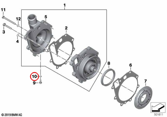 Anneau obturateur pompe de liquide de refroidissement OEM 07119963017 pour motos BMW F 750 GS, F 800 GS, F 850 GS, F 900 GS, F 850 GS Adventure, F 900 GS Adventure, F 900 R, F 900 XR... et plus. Original BMW Motorrad.