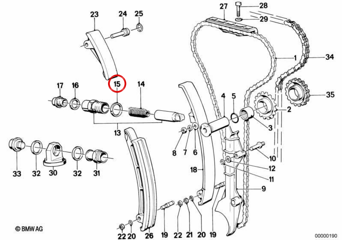 OEM Aluminium -Waschmaschine 07119963418 für BMW E30, E36, E46, E90, E28, E34, E39, E60, E61, E24, E38, E65, E66, E83, E53, Z3, E85, E86 und Mini R50. Original BMW und Mini.