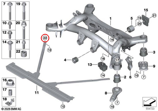 Inserte Rosado OEM 07129901471 per BMW F70, U06, G21, G22, U11, U12, U10, F65, F66, U25. BMW originale.