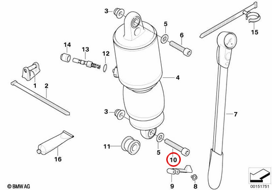 ISA-Schraube M12x65 8.8 OEM 07129902819 für BMW HP2 Enduro und HP2 Megamoto Motorräder. Original BMW Motorrad