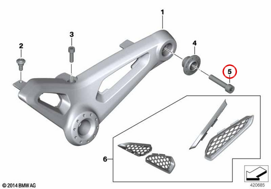 Tornillo M8x40 OEM 07129904629 para motos BMW R nineT, R nineT Pure, R nineT Pure A2, R nineT Scrambler, R nineT Racer, R nineT Urban G/S. Original BMW Motorrad.