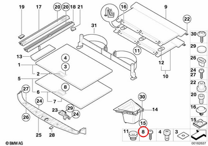 OEM -Schraube 07129904962 für BMW E81, E82, E87, E88, E90, E91, E92, E93, F07, F10, F11, F01, F02, F04, E84, E83, F25, F26, E70, E71, E71, E71, E71, E71, E71, E71, E71, E71, E71, E72. Original BMW.