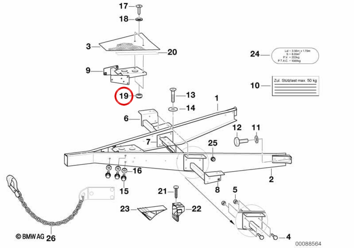 Tuerca hexagonal OEM 07129905817 para BMW E36, E46, G20, G21, G26, E34, E39, E32, E38, E53. Original BMW.