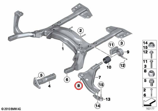 Porca sextavada autotravante OEM 07129906047 para MINI R56, R59, R57, F54, R55, F60, R58. MINI originais.