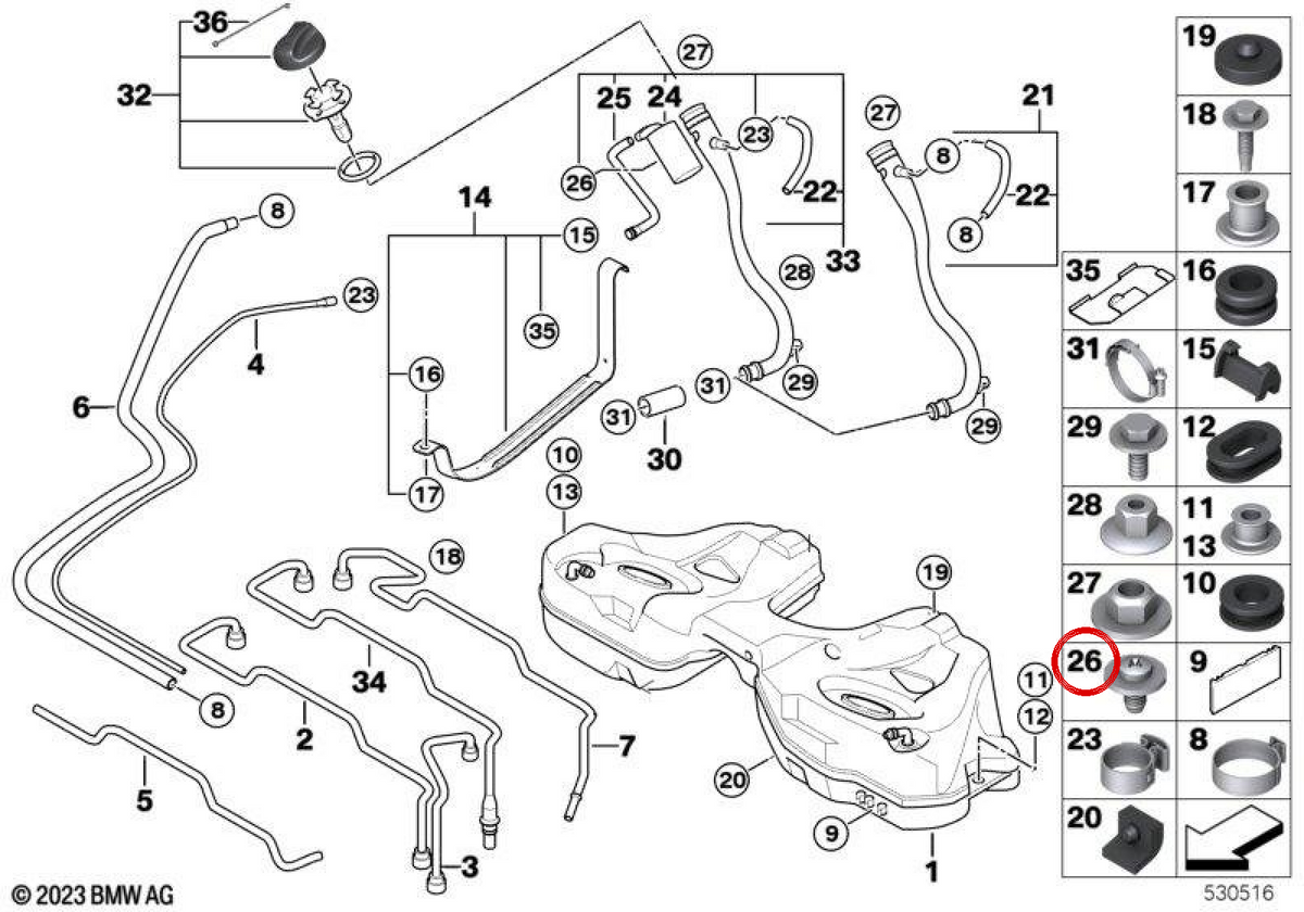 OEM -Thermoplastic Plastics Vis 07129906168 pour BMW E36, E60, E61, E65, E66, Z3. BMW d'origine.